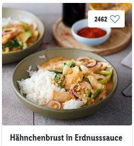 Hähnchenbrust in Erdnusssauce 